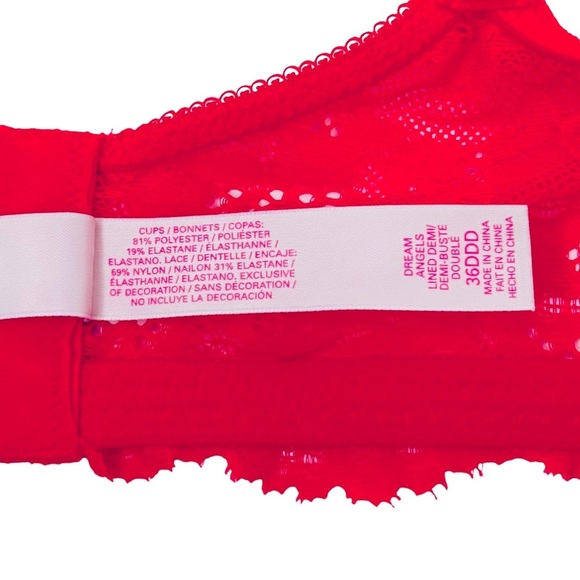 VICTORIA’S SECRET Dream Angel’s Lined Demi bra Pink Rhinestones 36DDD/36F - Picture 9 of 9